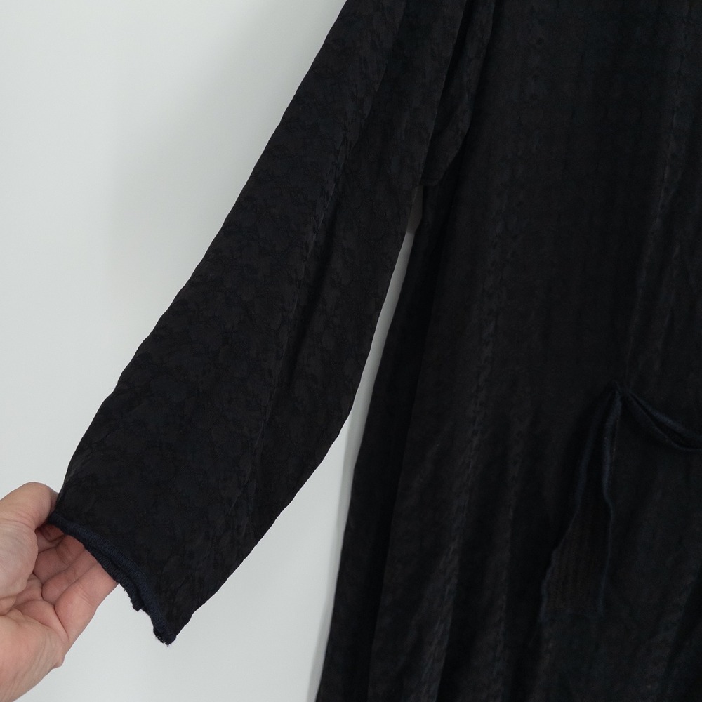Vintage Lagenlook Dress Womens Large Black Jacquard Garb Artwear Flowy Artsy - Picture 3 of 11